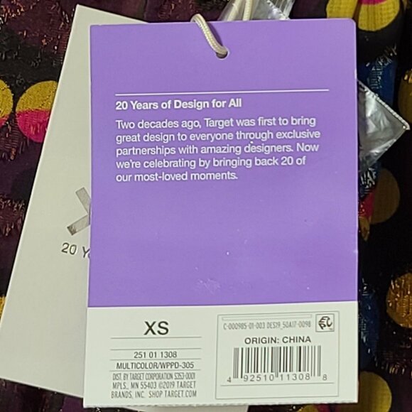 Anna Sui for Target Metallic Circles Shift Sleeveless Mini Dress XS Multi NWT - Picture 9 of 9